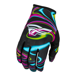 Fly Racing Lite Warped BMX Race Gloves-Black/Pink/Electric Blue
