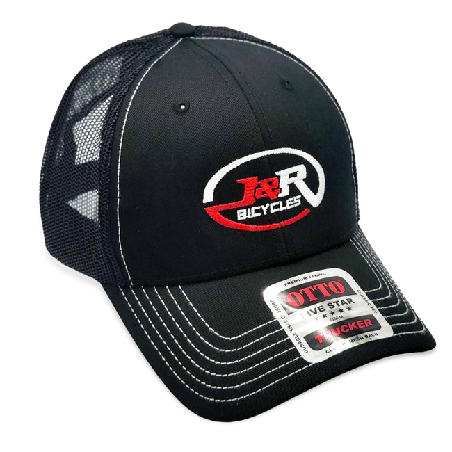 J&R Bicycles Logo Otto Trucker Hat-Black/Black - 1