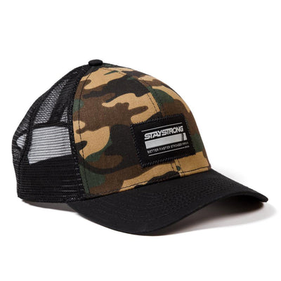 Stay Strong Camo Patch Mesh SnapBack Hat-Camo