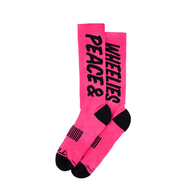 Troy Lee Designs Performance Crew Socks-Peace And Wheelies Fuscia