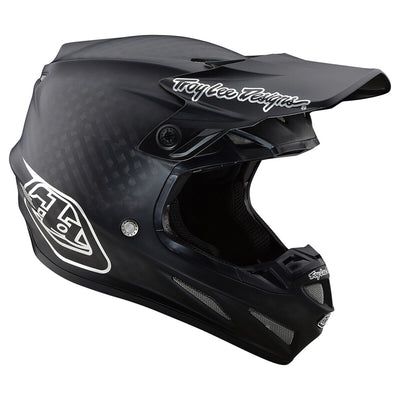 Troy Lee Designs SE4 Carbon Midnight BMX Race Helmet-Black/Chrome