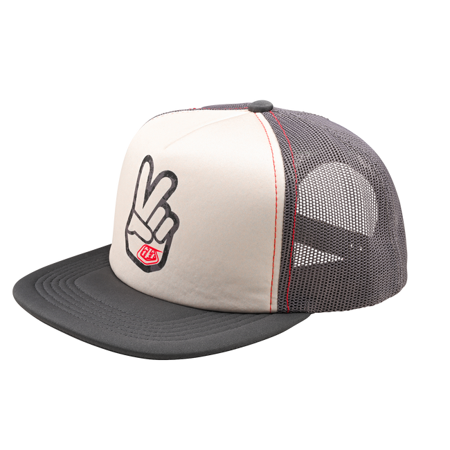 Troy Lee Peace Out Trucker Snapback Hat-OSFM-Vintage White/Carbon - 1