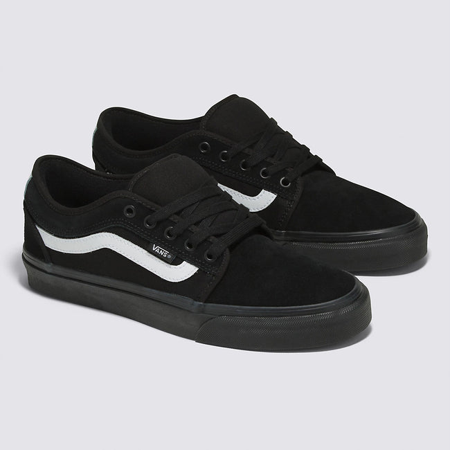 Vans Chukka Low Sidestripe Shoes-Black/Black/White - 2