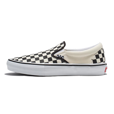 Vans Classic Slip-On Checkerboard Shoes-Black/Off White
