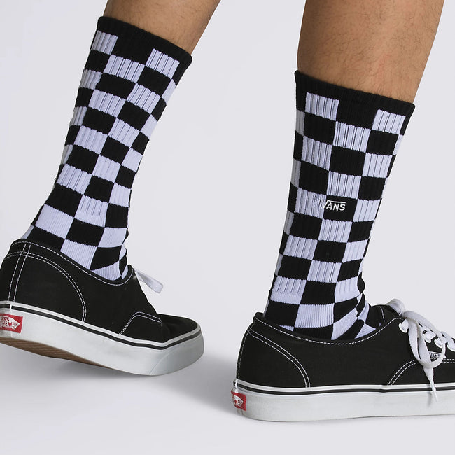 Vans Men's Checkerboard Crew Socks-Black/White Check - 2