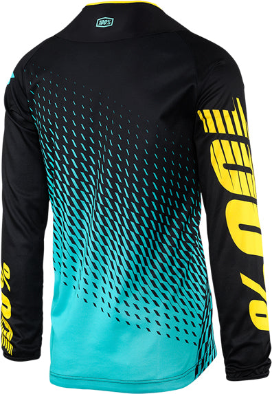 100% R-Core Downhill BMX Race Jersey-Supra Black/Cyan - 2