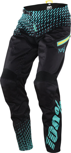 100% R-Core Downhill BMX Race Pants-Supra Black/Cyan