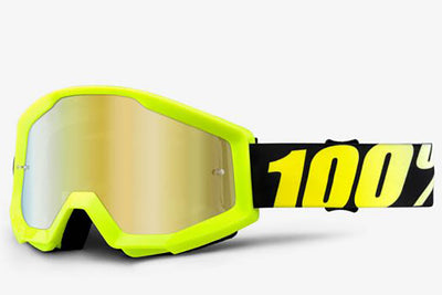 100% Strata Goggles-Neon Yellow-Mirror Gold Lens