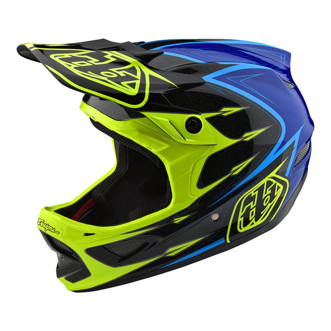 Troy Lee D3 Composite Helmet-Corona-Flo Yellow/Blue - 4