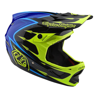 Troy Lee D3 Composite Helmet-Corona-Flo Yellow/Blue