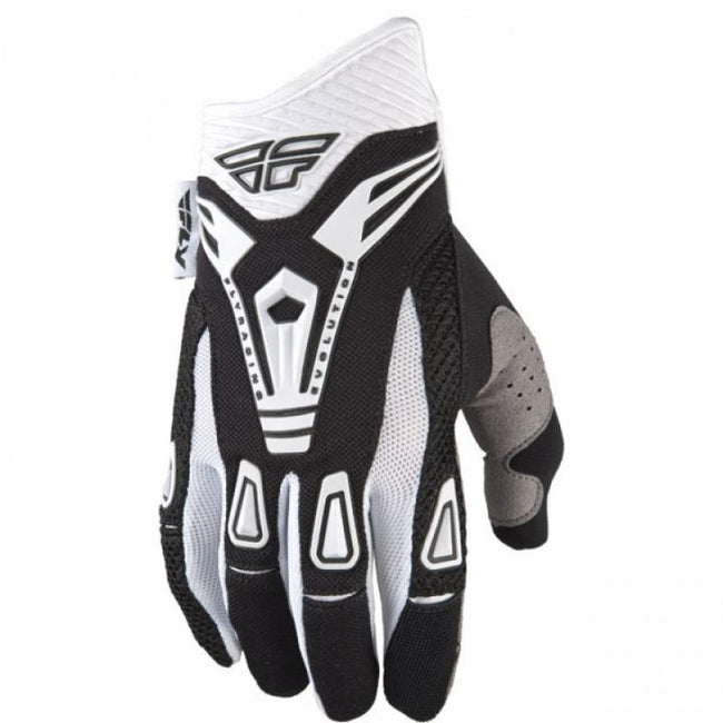 Fly Racing Evolution Gloves-Black/White-Adult Small (8) - 1