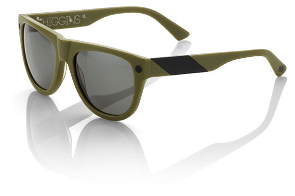 100% Higgins Sunglasses-Matte Olive/Brushed Black-Gray Lens - 1