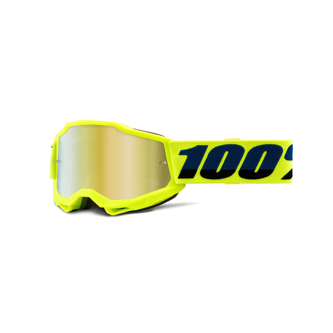 100% Accuri 2 Youth Goggles-Fluorescent Yellow-Mirror Gold Lens - 1