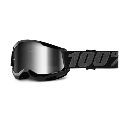 100% Strata2 Youth Goggles-Black-Mirror Silver Lens