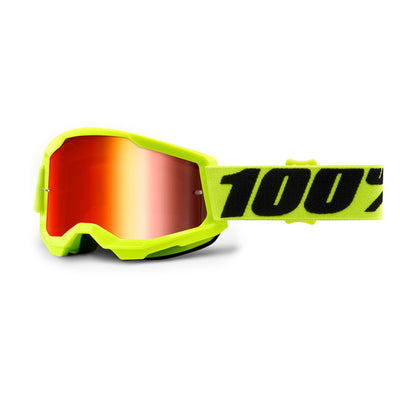 100% Strata2 Youth Goggles-Yellow-Mirror Red Lens