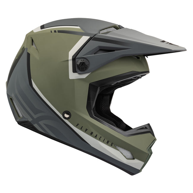 Fly Racing Kinetic Vision BMX Race Helmet-Matte Olive Green/Grey - 1