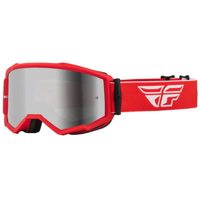 Fly Racing Zone Goggles-Red/White W/Silver Mirror/Smoke Lens