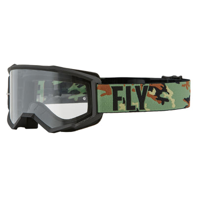 Fly Racing 2022 Focus Goggles-Green Camo/Black w/Clear Lens