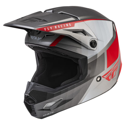 Fly Racing 2022 Kinetic Drift BMX Race Helmet-Charcoal/Light Grey/Red