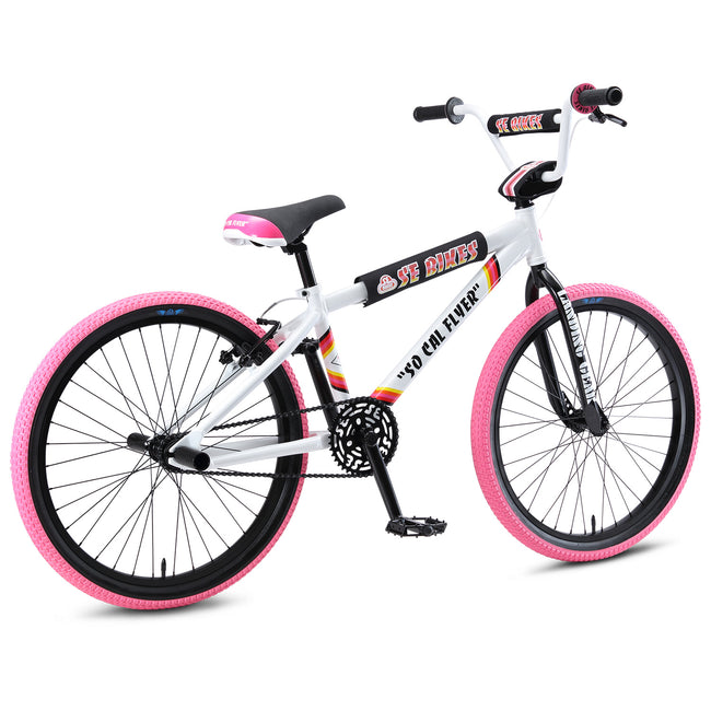SE Bikes So Cal Flyer 24" BMX Bike-White/Pink - 3