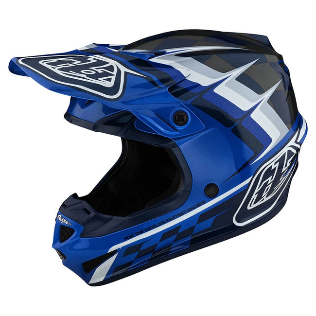 Troy Lee Designs SE4 MIPS Warped BMX Race Helmet-Blue - 1