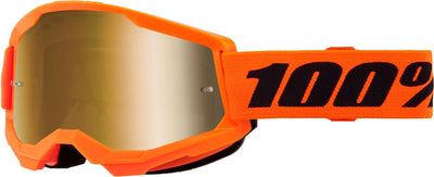 100% Strata2 Youth Goggles-Orange-Mirror Gold Lens