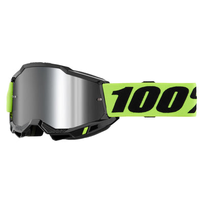 100% Accuri 2 Goggles-Neon Yellow-Silver Mirror Lens