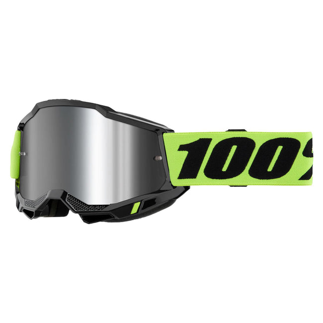 100% Accuri 2 Goggles-Neon Yellow-Silver Mirror Lens - 1