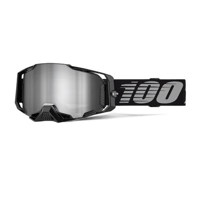 100% Armega Goggles-Black-Silver Mirror Lens