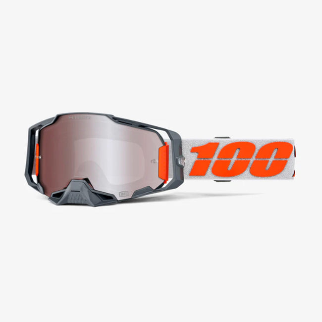 100% Armega Goggles-Moto Silver/Hiper-Silver Mirror Lens - 1