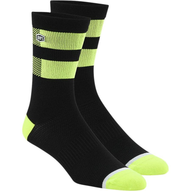 100% Flow Socks-Black/Flo Yellow - 1