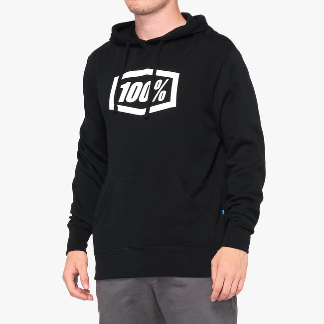 100% Icon Fleece Pullover Hoodie-Black - 1