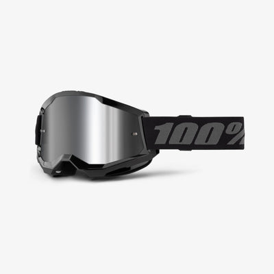 100% Strata 2 Goggles-Black-Mirror Silver Lens