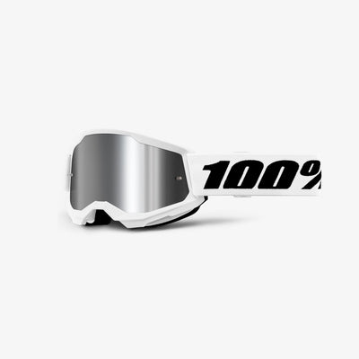 100% Strata 2 Goggles-White-Mirror Silver Lens