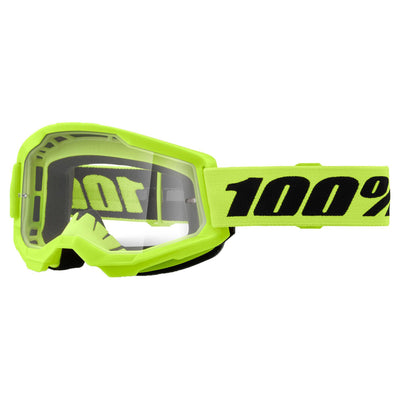 100% Strata 2 Youth Goggles-Neon Yellow-Clear Lens