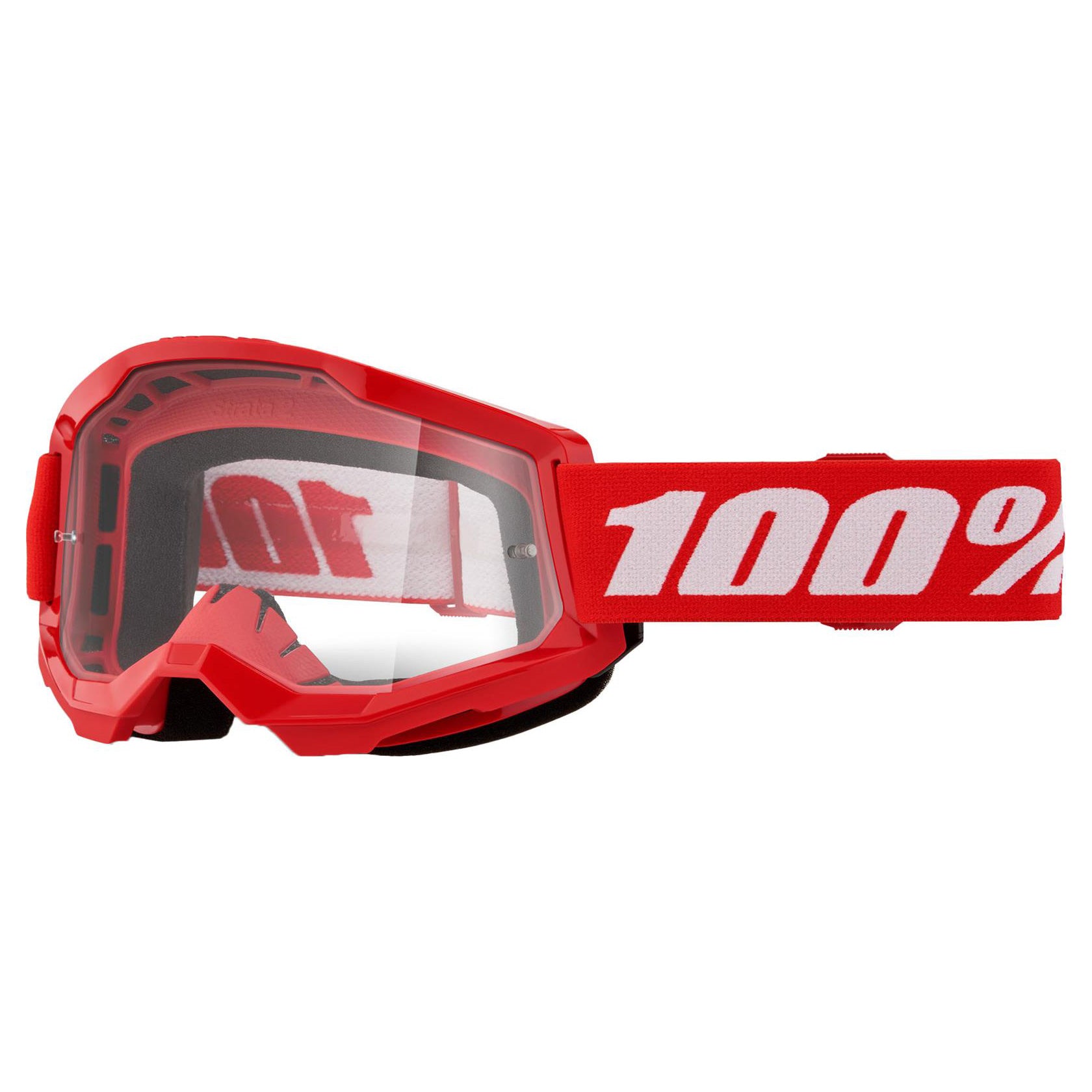 100% Strata 2 Youth Goggles-Red-Clear Lens