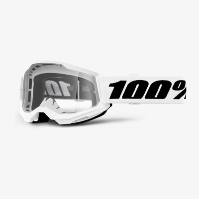 100% Strata 2 Youth Goggles-White-Clear Lens