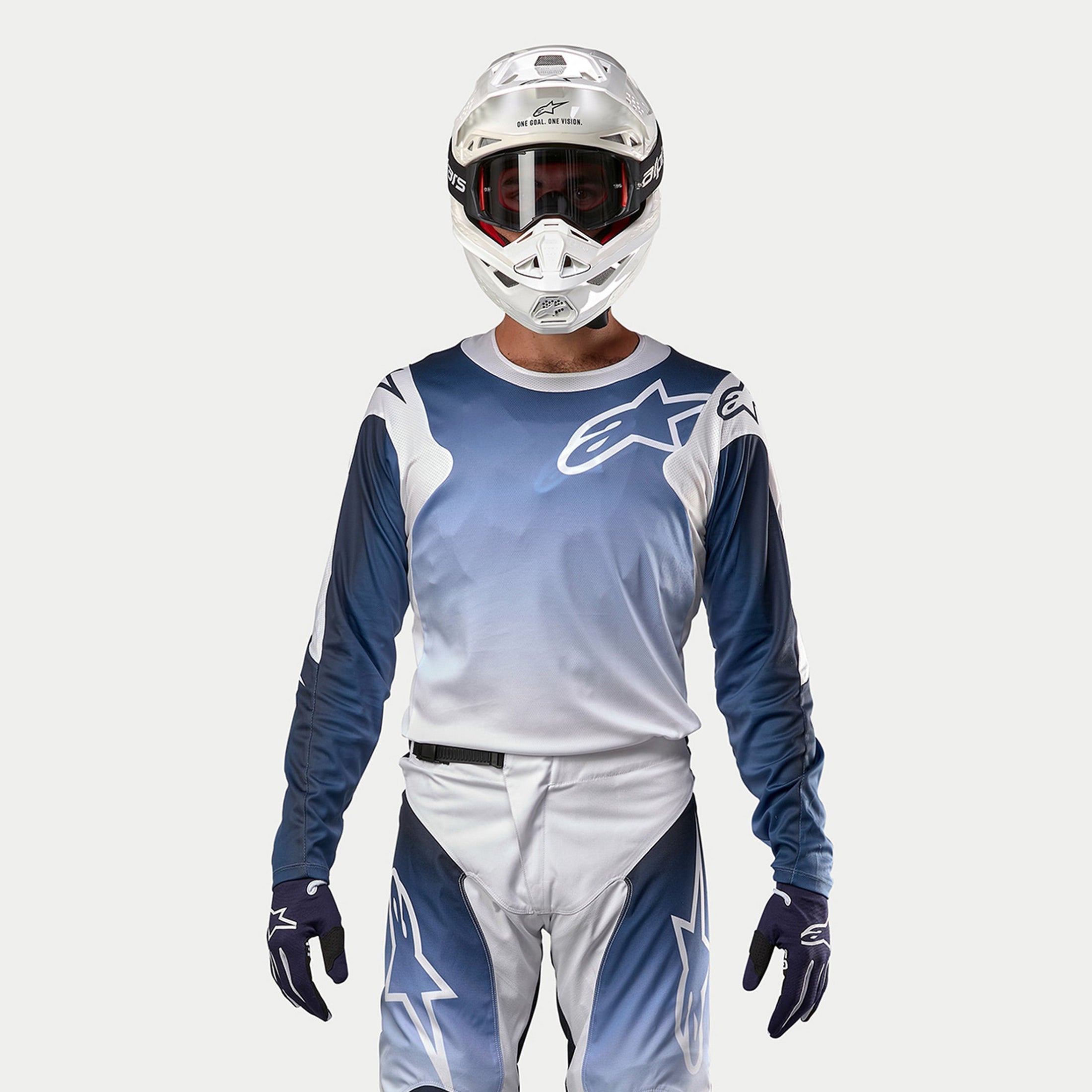 Alpinestars Racer Hoen BMX Race Jersey-White/Dark Navy/Light Blue