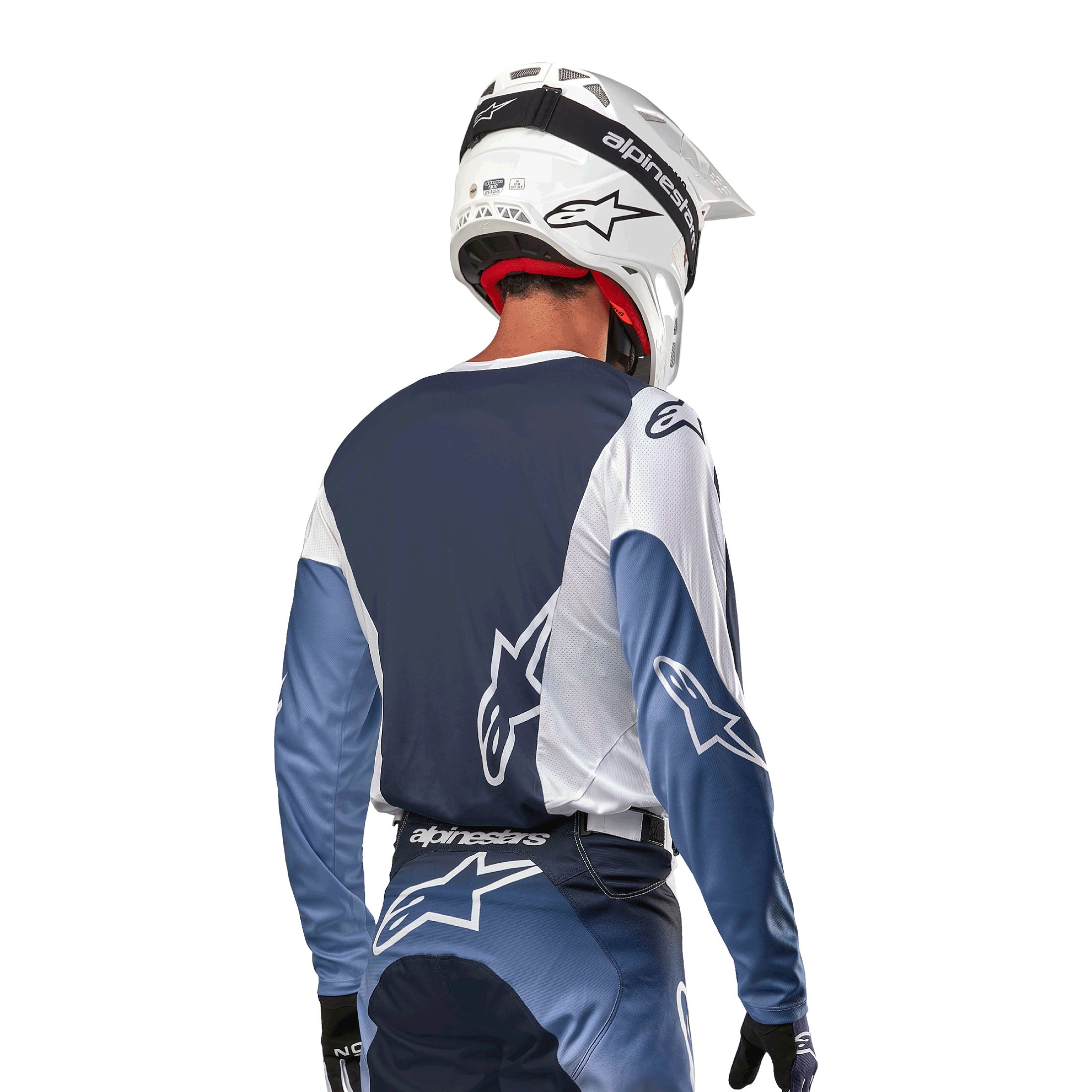 Alpinestars Racer Hoen BMX Race Jersey-White/Dark Navy/Light Blue