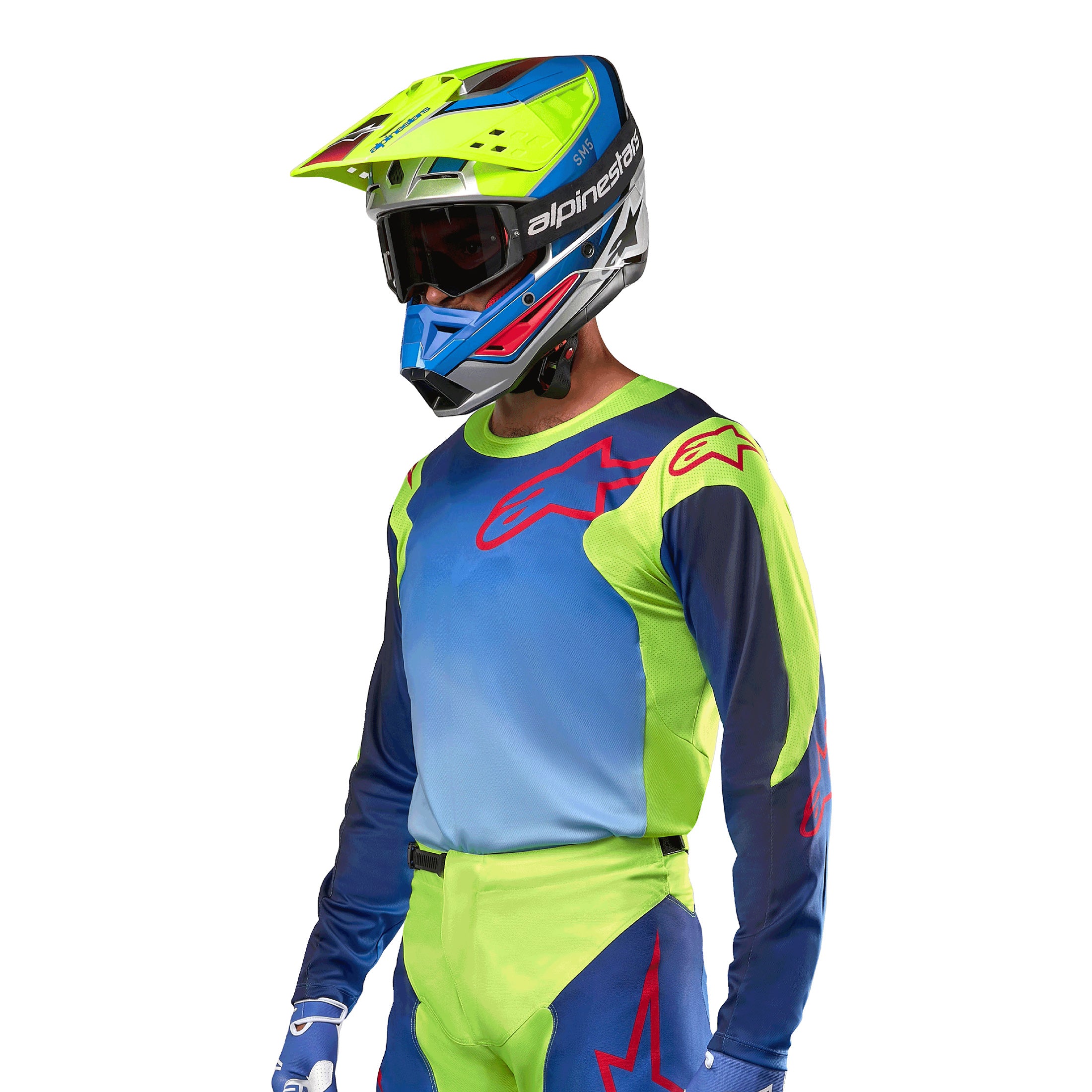 Alpinestars Racer Hoen BMX Race Jersey-Yellow Flo/Blue/Night Navy 