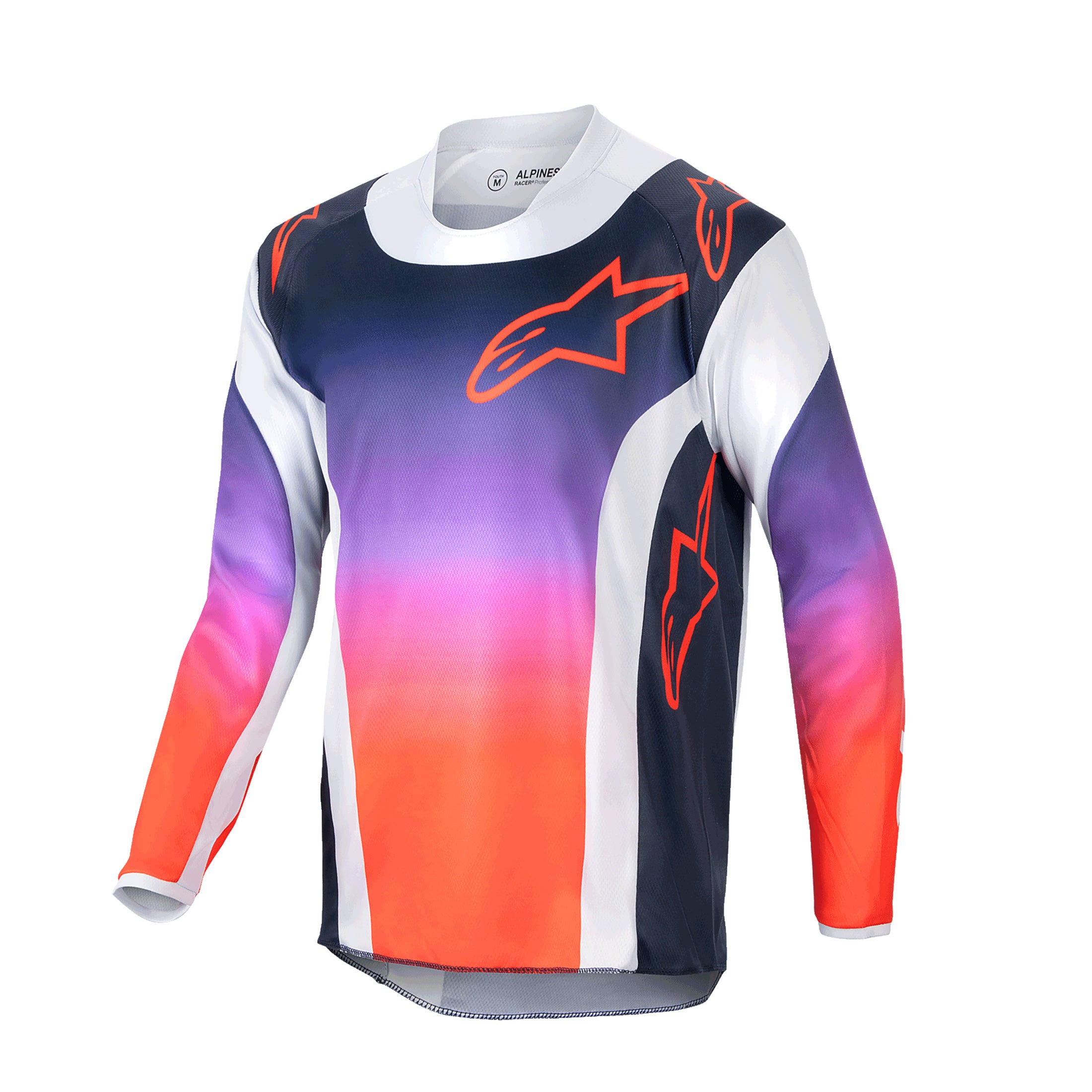 Alpinestars Youth Racer Hoen BMX Race Jersey-Light Grey/Hot Orange