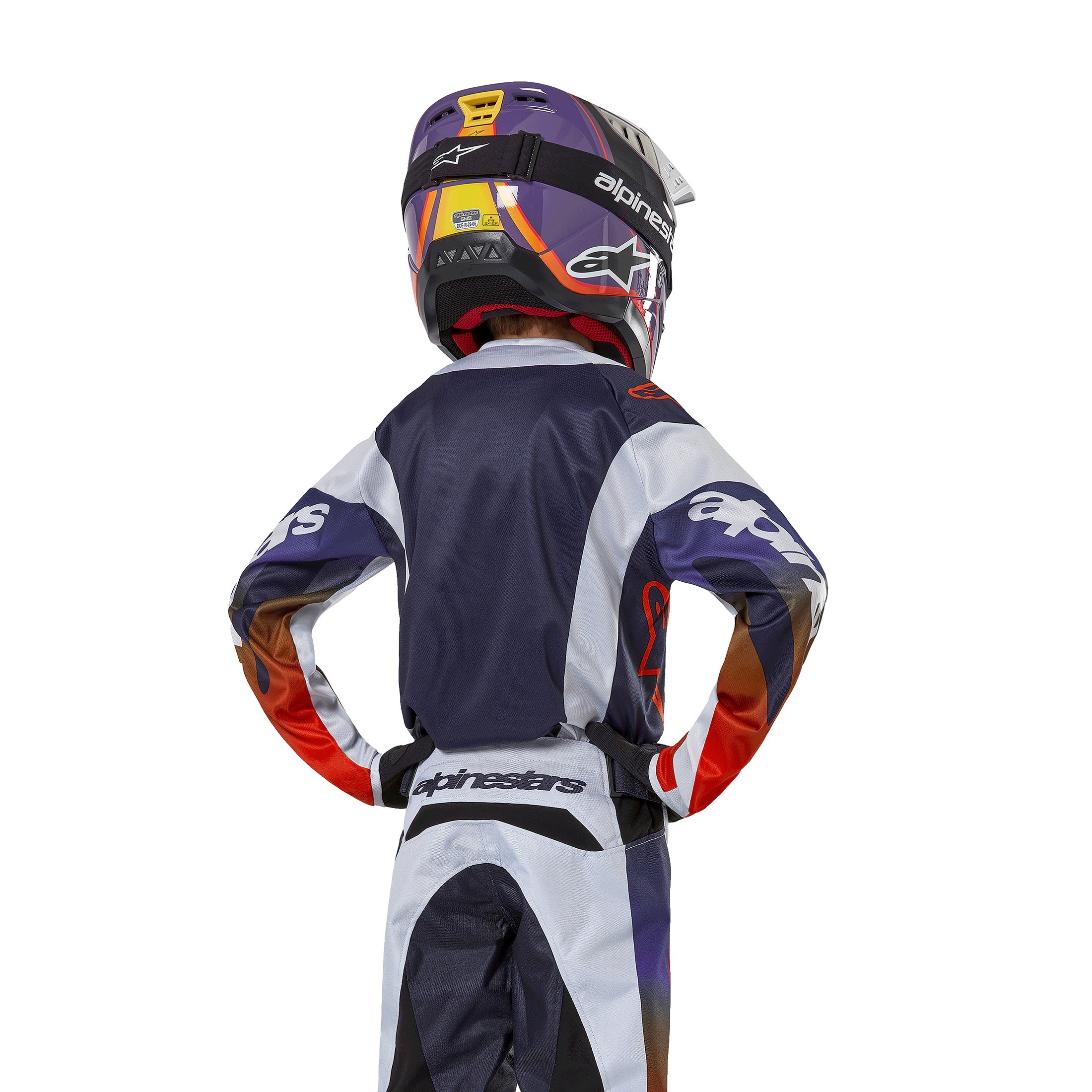 Alpinestars Youth Racer Hoen BMX Race Jersey-Light Grey/Hot Orange