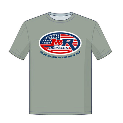 J&R Bicycles American Flag T-Shirt-Grey