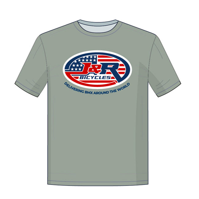 J&amp;R Bicycles American Flag T-Shirt-Grey - 1