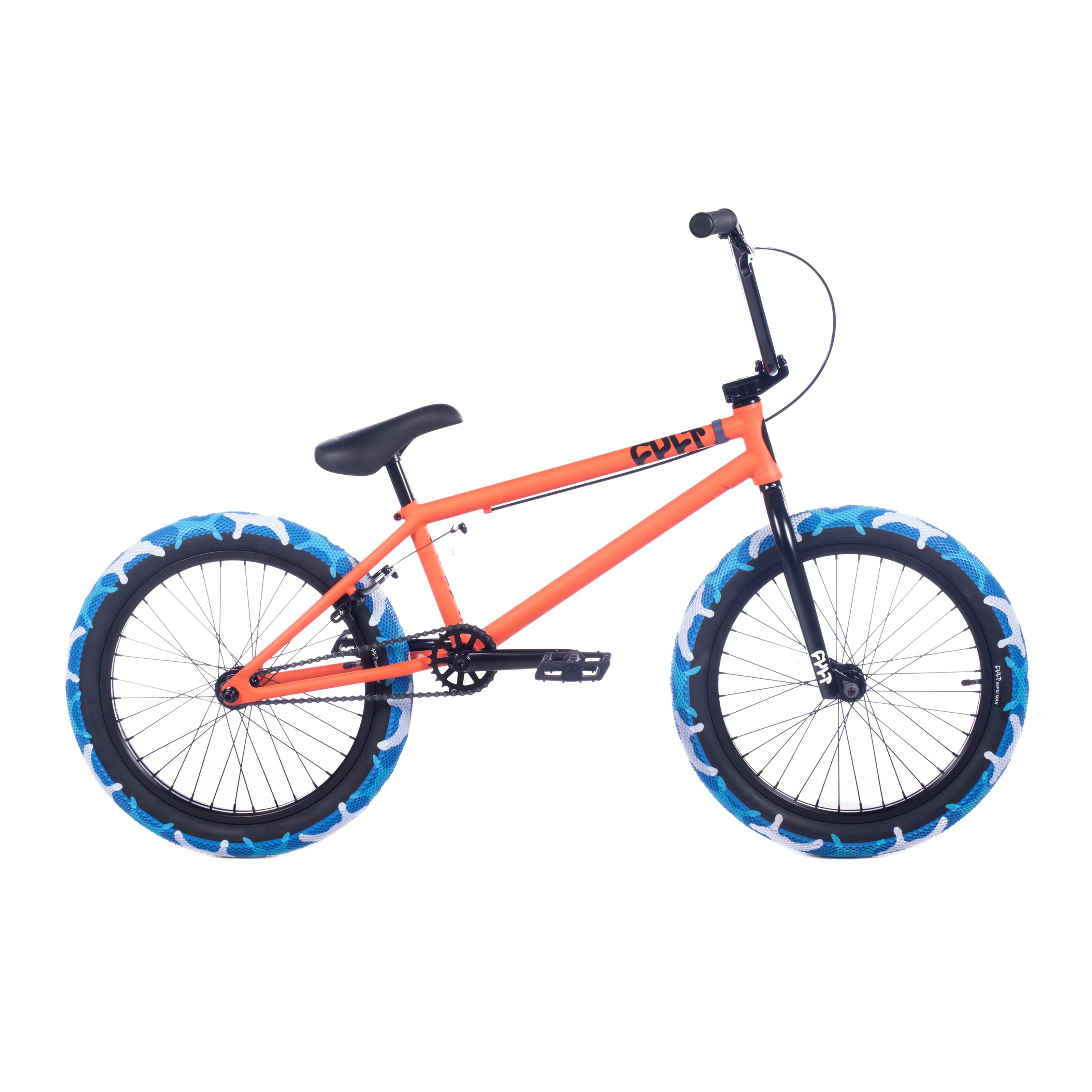 bmx bicycles online Cult Gateway 20.5inTT BMX Freestyle Bike-Orange/Blue Camo Tires – J&R Bicycles, Inc