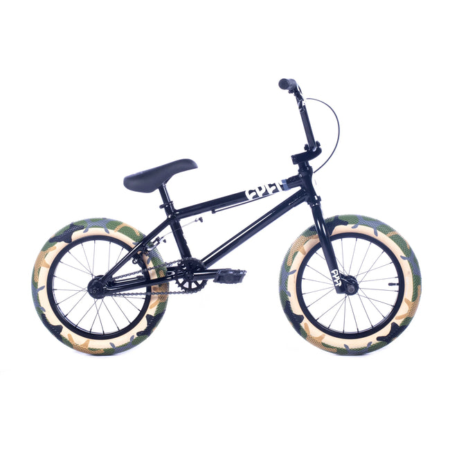 Cult Juvenile 16&quot; BMX Freestyle Bike-Black/Green Camo Tires - 1