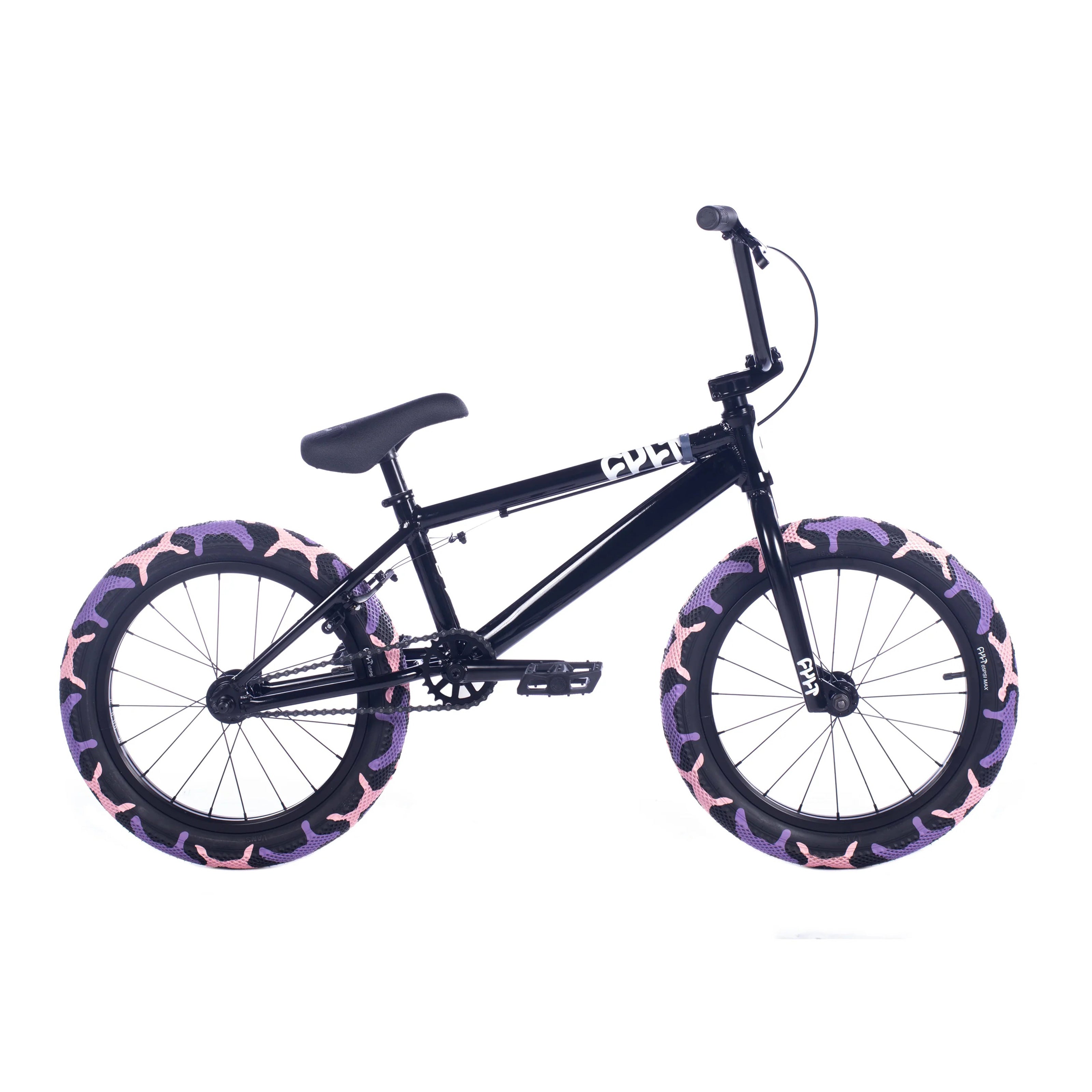 Cult Juvenile 18 BMX Freestyle Bike-Black/Purps Camo Tires – J&R Bicycles, Inc