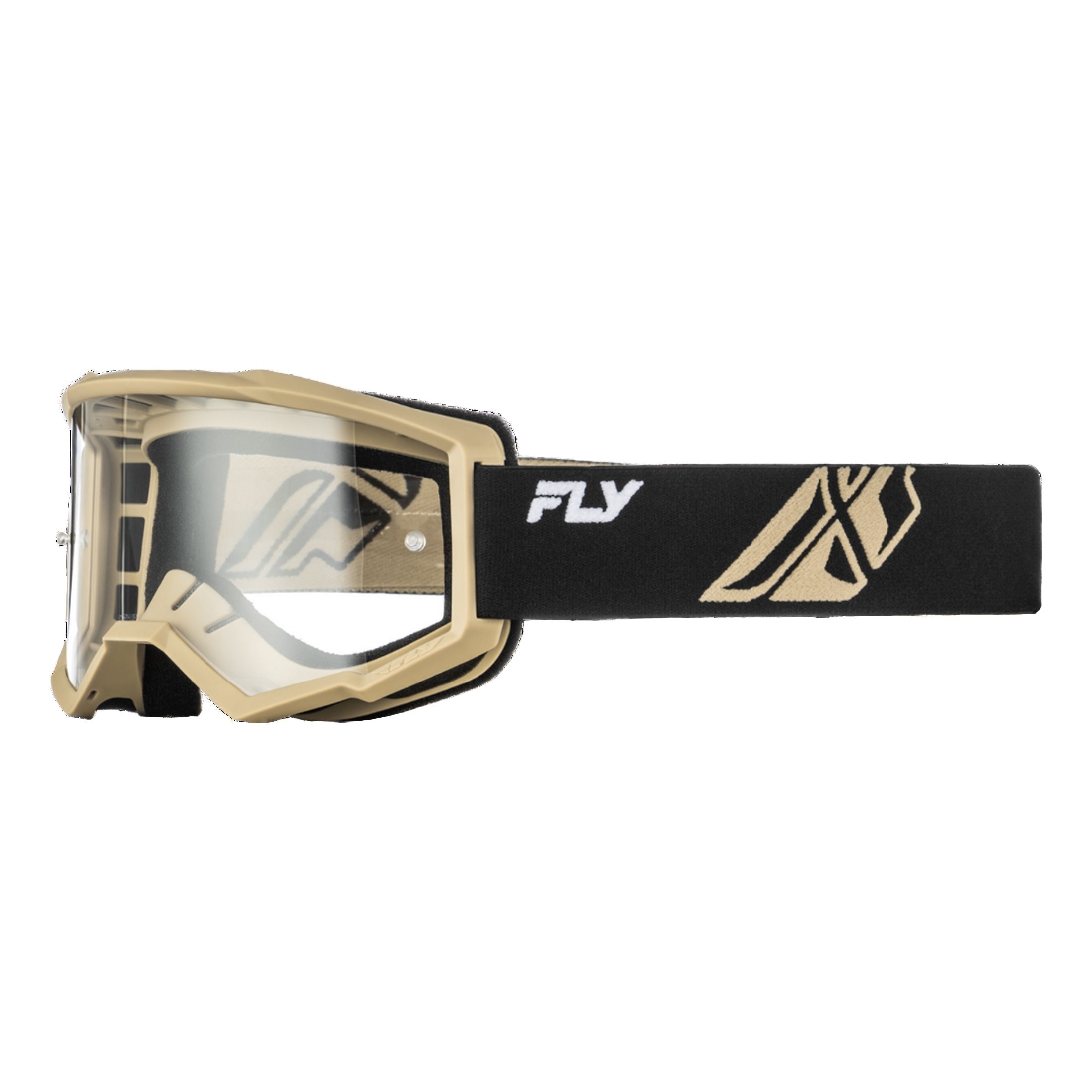 Fly Racing Focus Goggles-Black/Khaki W/ Clear Lens, Youth