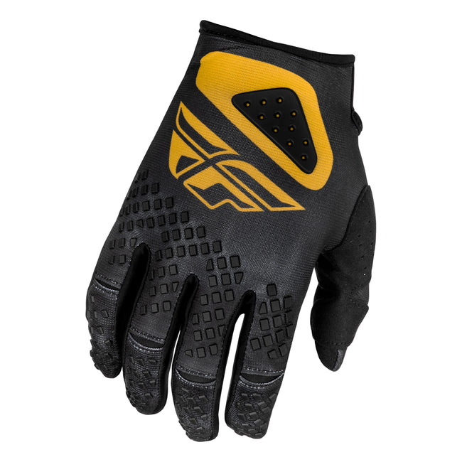 Fly Racing Kinetic Center BMX Race Gloves-Black/Gold - 1