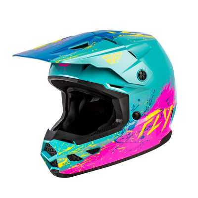 Fly Racing Kinetic Drip BMX Race Helmet-Turquoise/Pink/Yellow